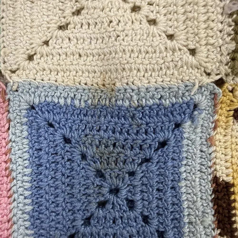 Handcrafted Crochet Granny Squares Multicolor Patchwork Panel Piece